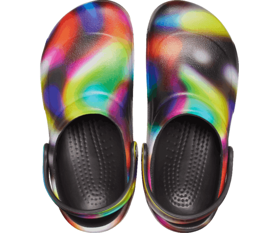Crocs Bistro Grafiskā Koka Tupele Neona Multi Melna