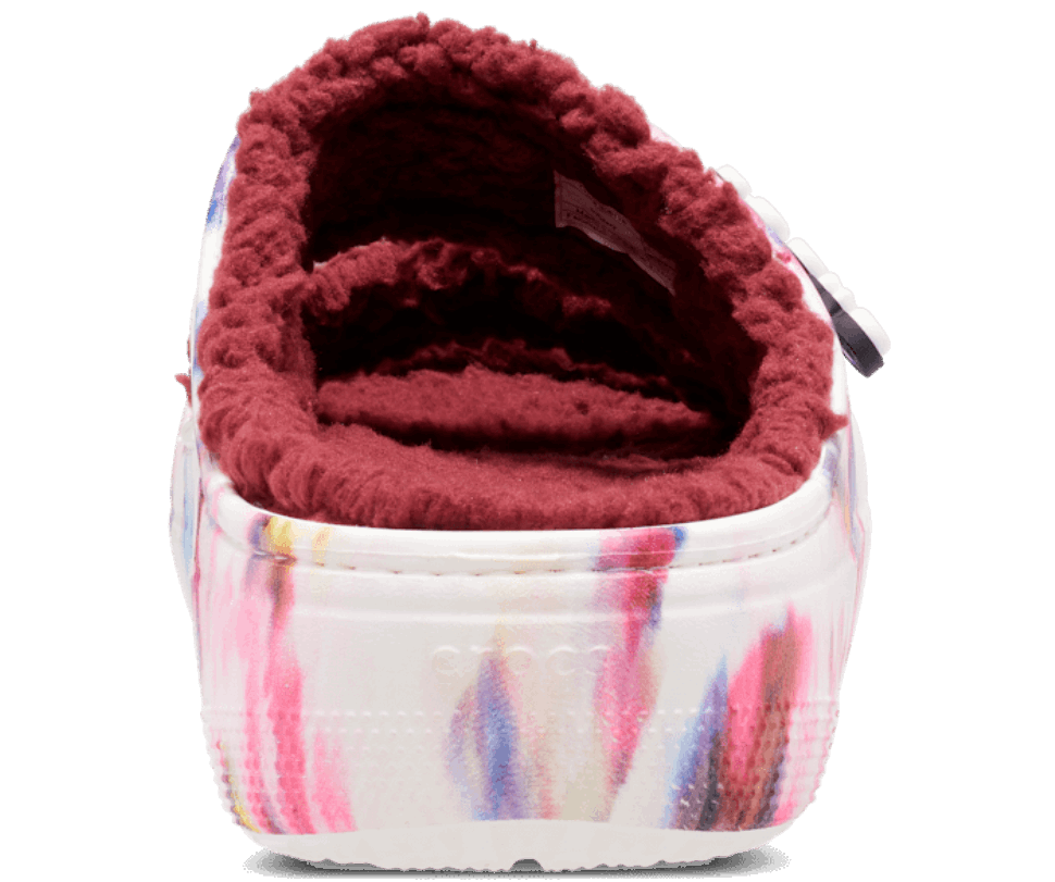 Crocs Classic Cozzzy Tie Dye Grafiskā Sandal Granāts Multi