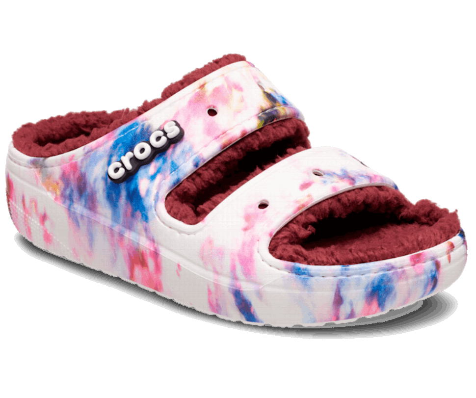 Crocs Classic Cozzzy Tie Dye Grafiskā Sandal Granāts Multi