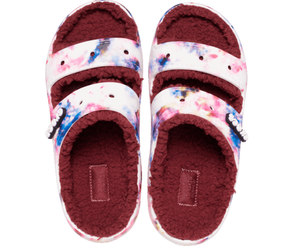 Crocs Classic Cozzzy Tie Dye Grafiskā Sandal Granāts Multi