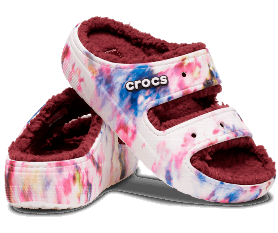 Crocs Classic Cozzzy Tie Dye Grafiskā Sandal Granāts Multi