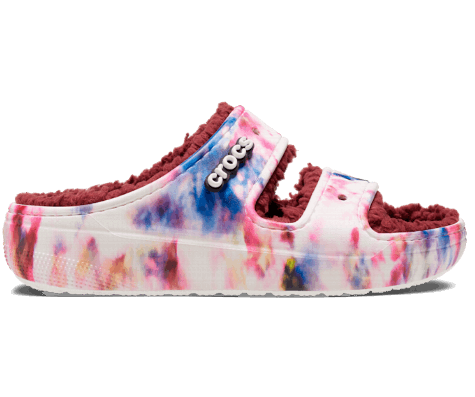 Crocs Classic Cozzzy Tie Dye Grafiskā Sandal Granāts Multi