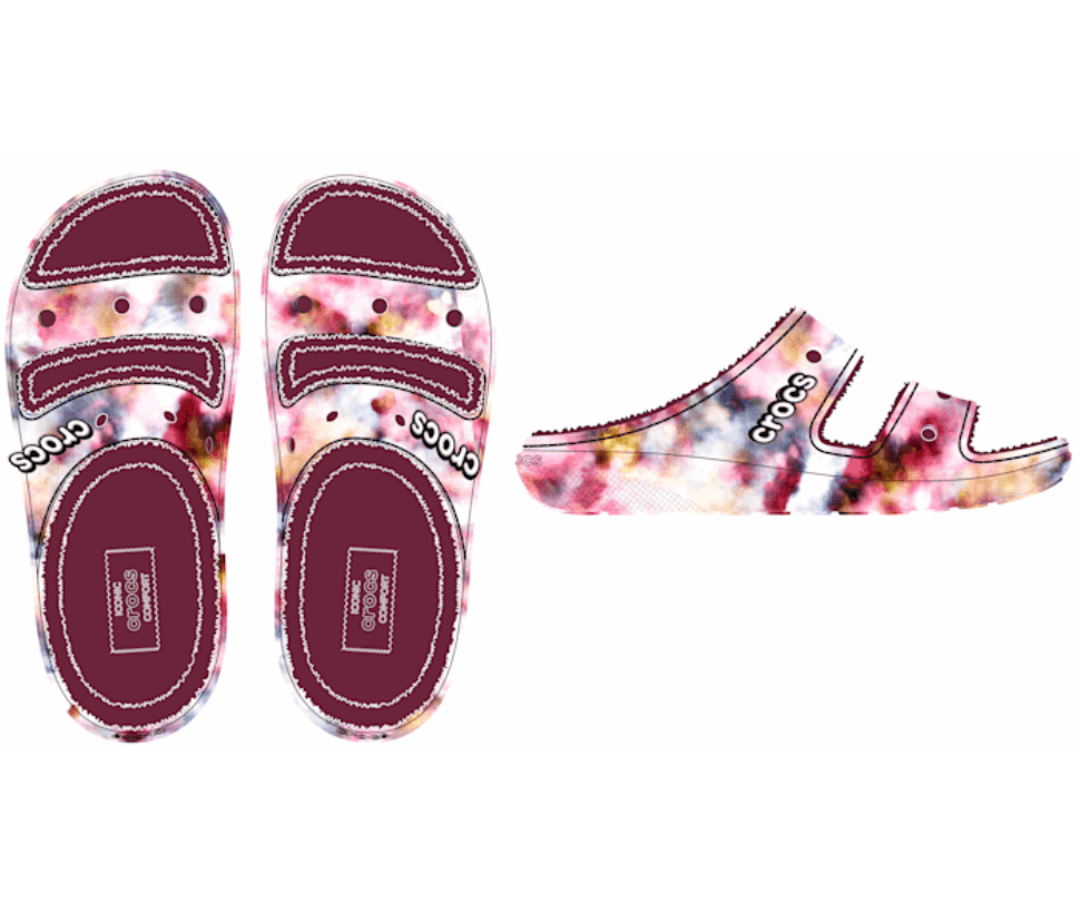 Crocs Classic Cozzzy Tie Dye Grafiskā Sandal Granāts Multi