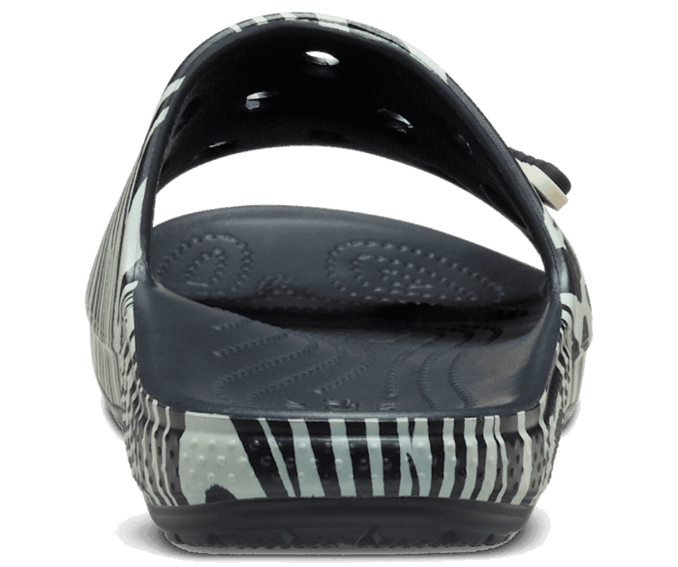 Crocs Klasisks Crocs Dzīvnieku Remix Slide Melna Zebras Apdruka