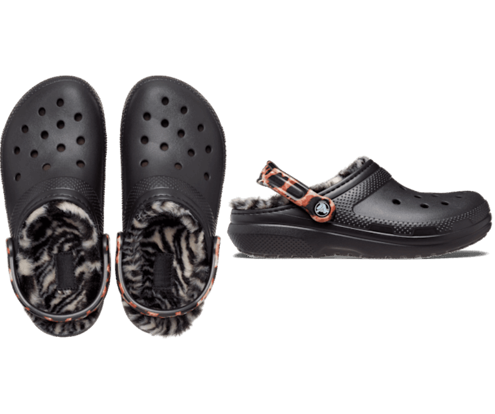 Crocs Classic Lined Animal Remikss Clog Black Multi Dzīvnieks