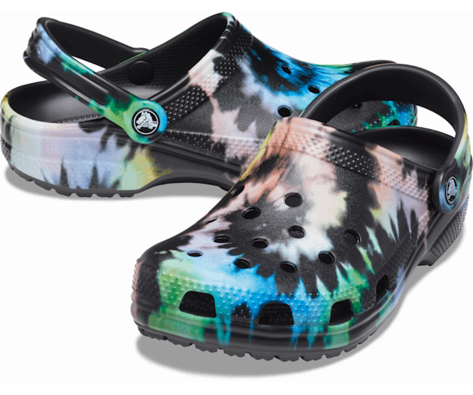 Crocs Classic Tie-dye Grafiskā Koka Tupele Multi Melns Melns