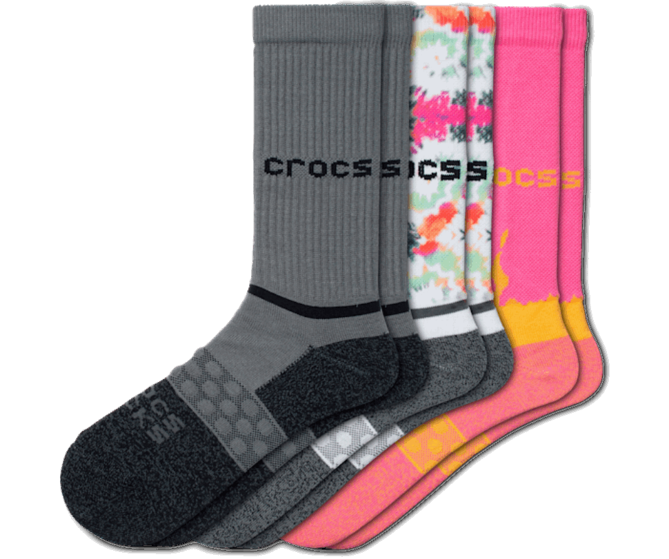 Crocs Zeķes Pieaugušajiem Crew 3 Pack Elektriskā Rozā Multi