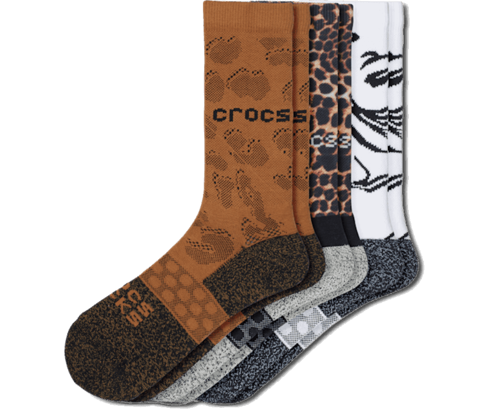 Crocs Zeķes Pieaugušo Ekipāžas Dzīvnieku Remikss 3 Iepakojums Melns Multi Dzīvnieks