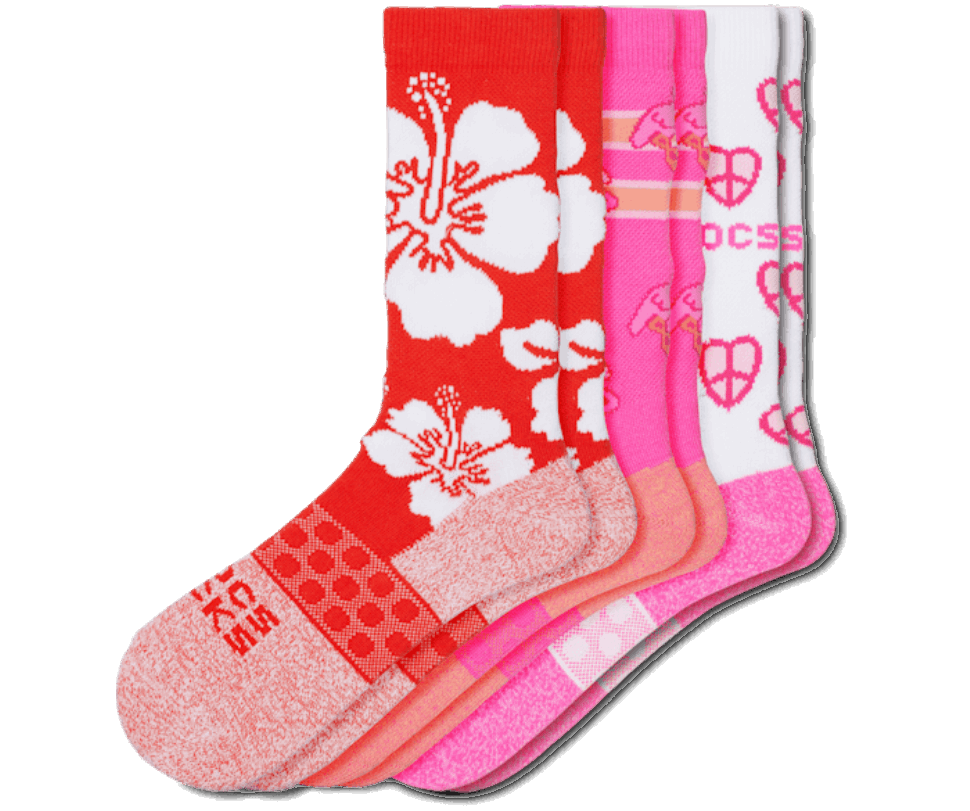 Crocs Zeķes Pieaugušajiem Crew Retro Resort 3 Pack Elektriskā Rozā Multi