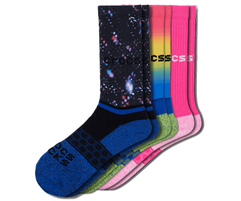 Crocs Zeķes Pieaugušo Apkalpe Sezonas ārpus šīs Pasaules 3 Pack Melna Multi