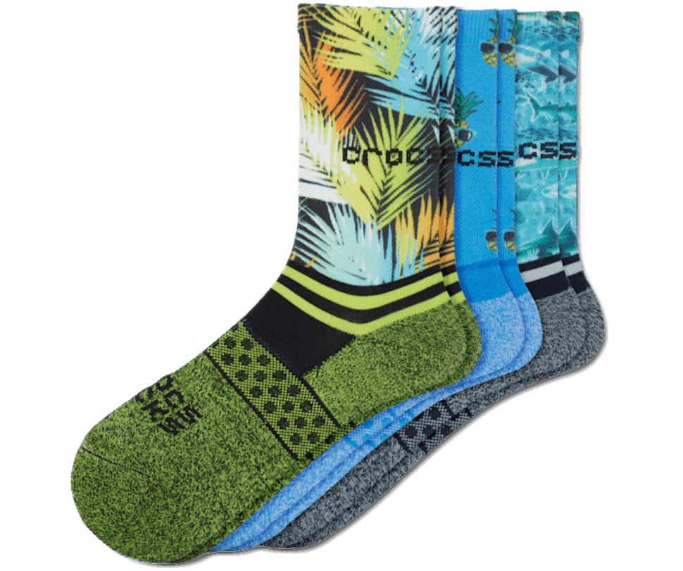 Crocs Zeķes Kid Crew Boy Pool Party 3 Pack Blue Green