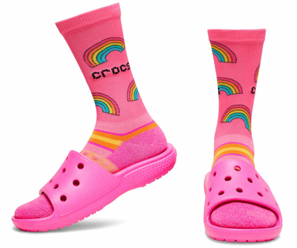 Crocs Socks Kid Crew Evergreen 3-pack Elektriskā Rozā Kaklasaites Krāsa