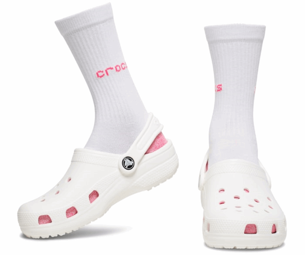 Crocs Socks Kid Crew Evergreen 3-pack Elektriskā Rozā Kaklasaites Krāsa