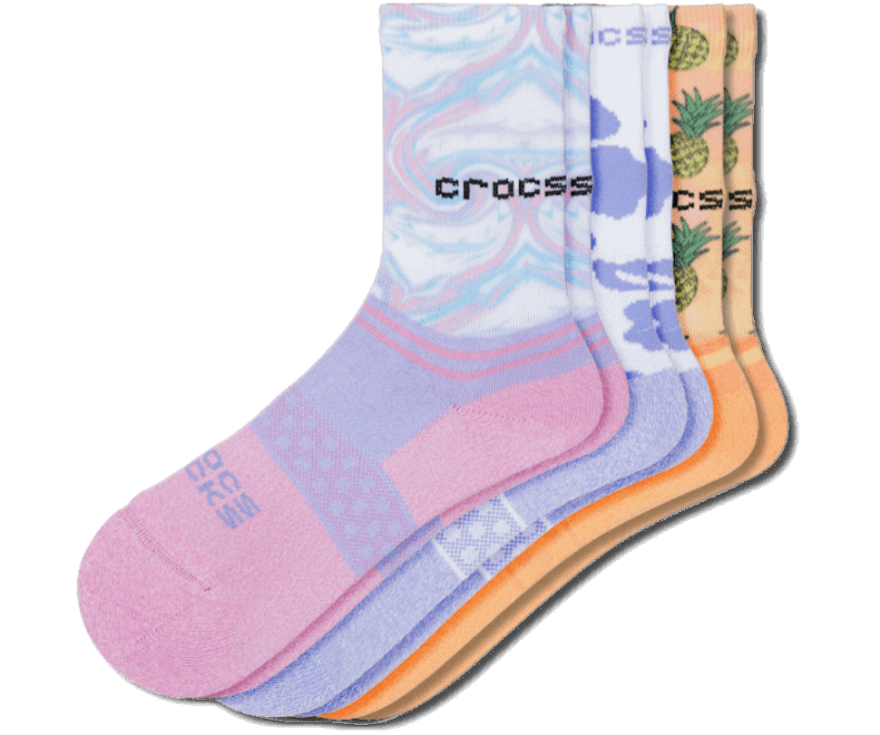 Crocs Zeķes Kid Crew Girl Pool Party 3-pack Tropical White