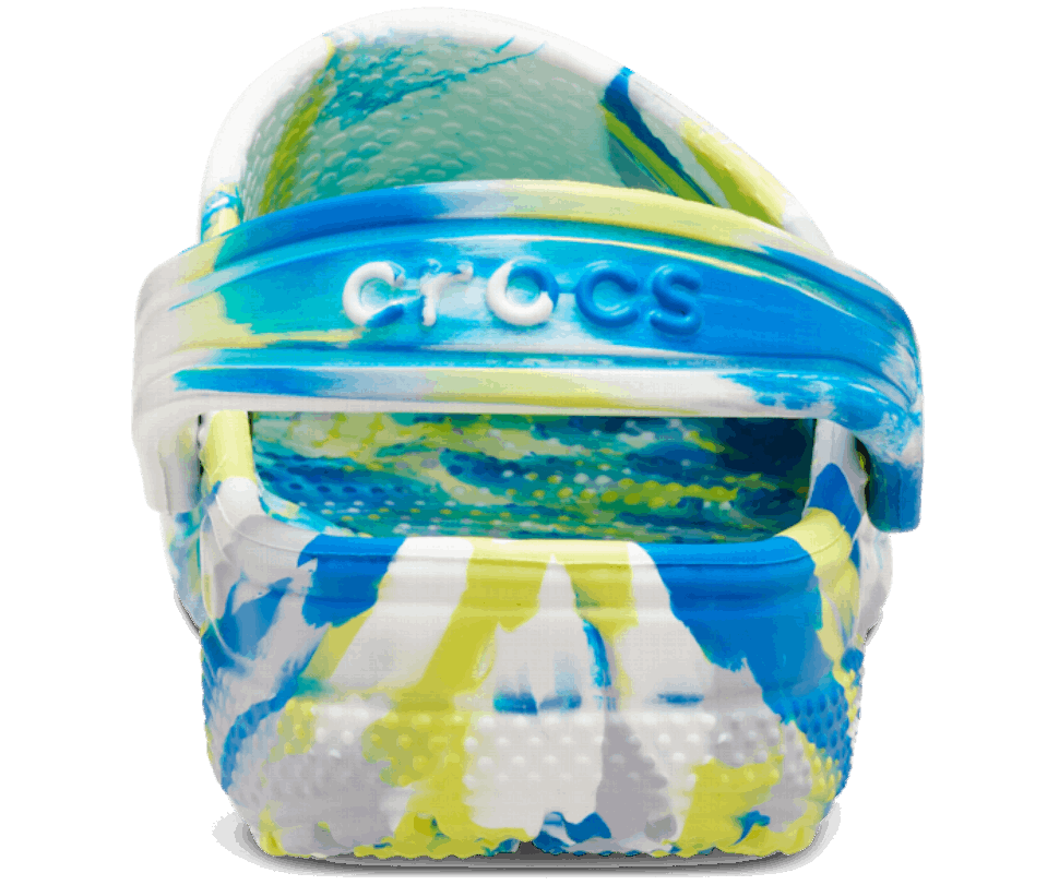 Crocs Toddler Klasisks Marmora Koka Tupele Balts Spilgti Kobalts