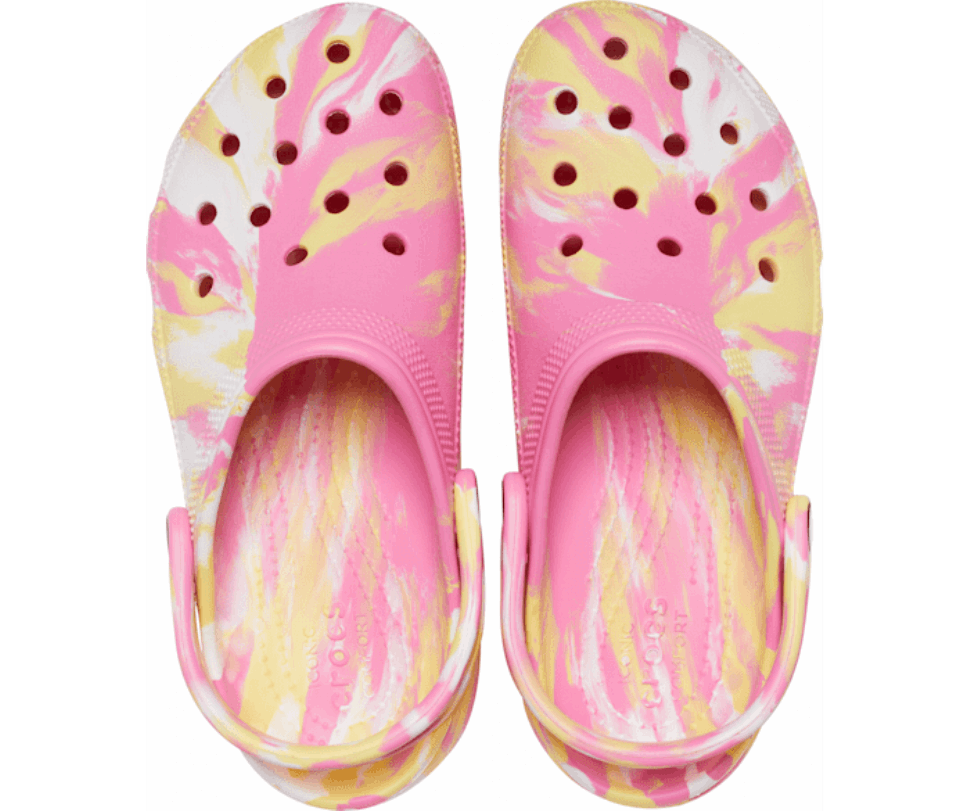Crocs Sieviešu Klasiskās Platformas Marmora Koka Tupele Rozā Limonādes Multi